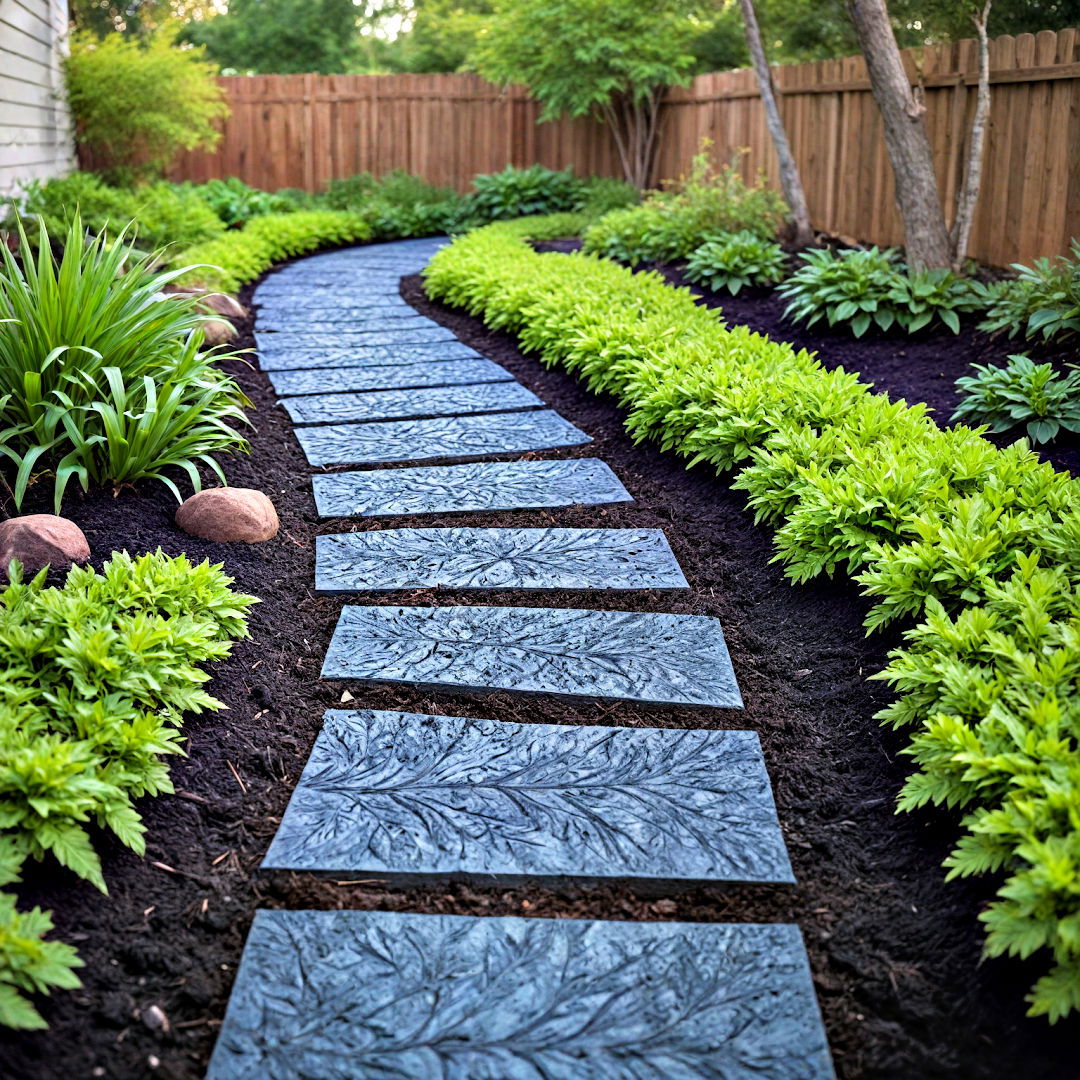backyard with rubber mulch pathway - 40 Backyard Walkway Ideas