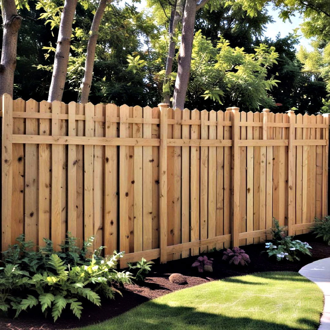 backyard with shadow box fence - 25 Backyard Fence Ideas