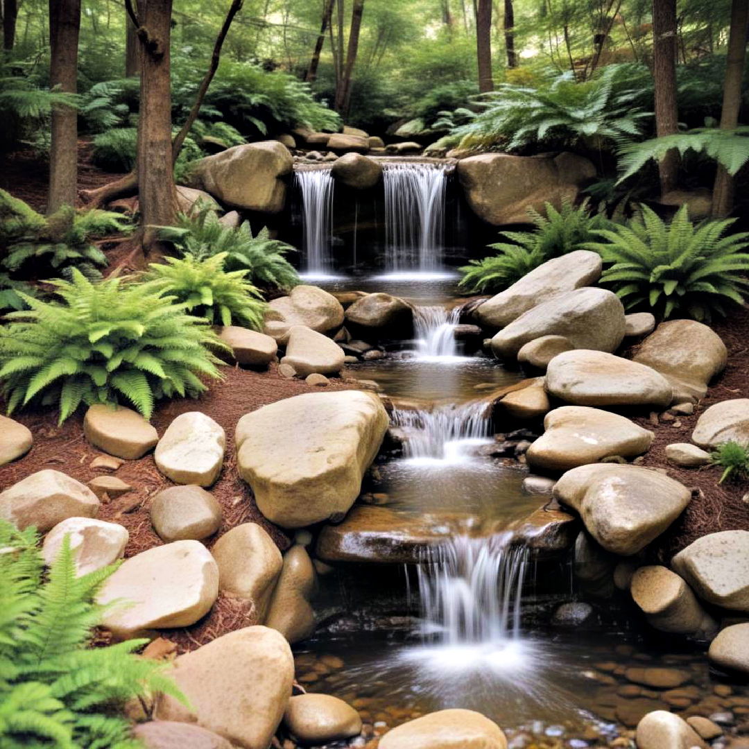 backyard with woodland pondless waterfall - 15 Pondless Waterfall Ideas