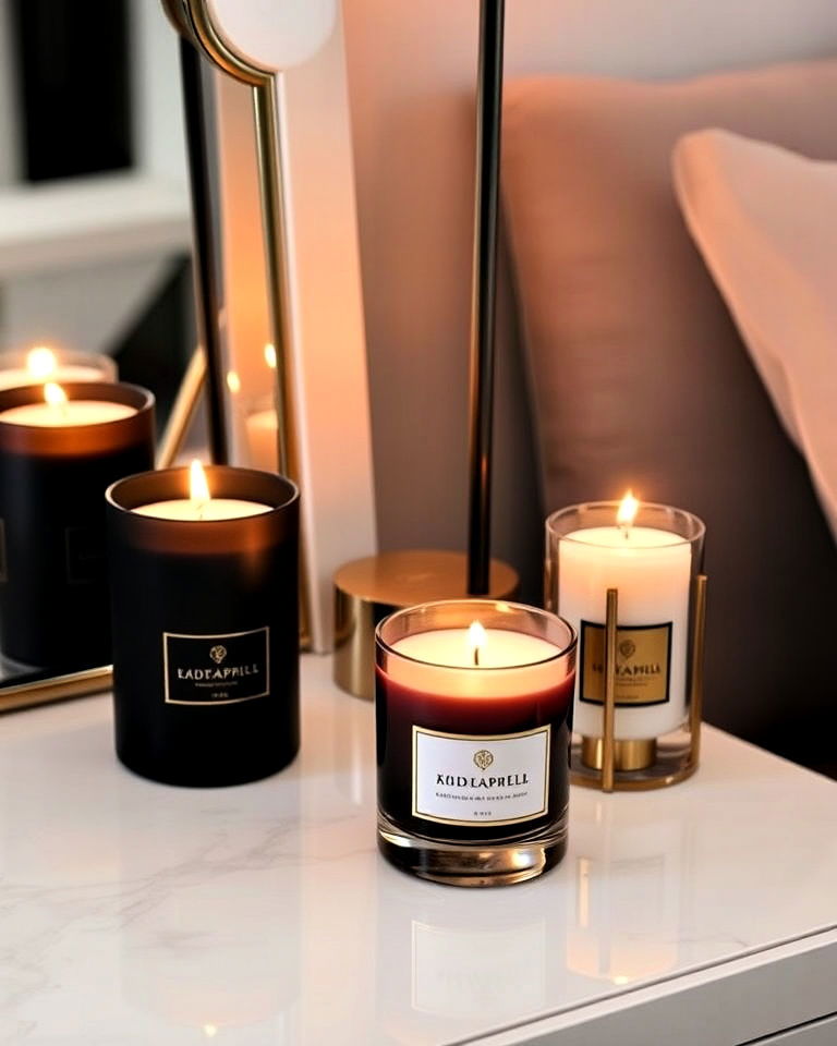 baddie room with scented candles in luxe holders - 30 Baddie Room Ideas