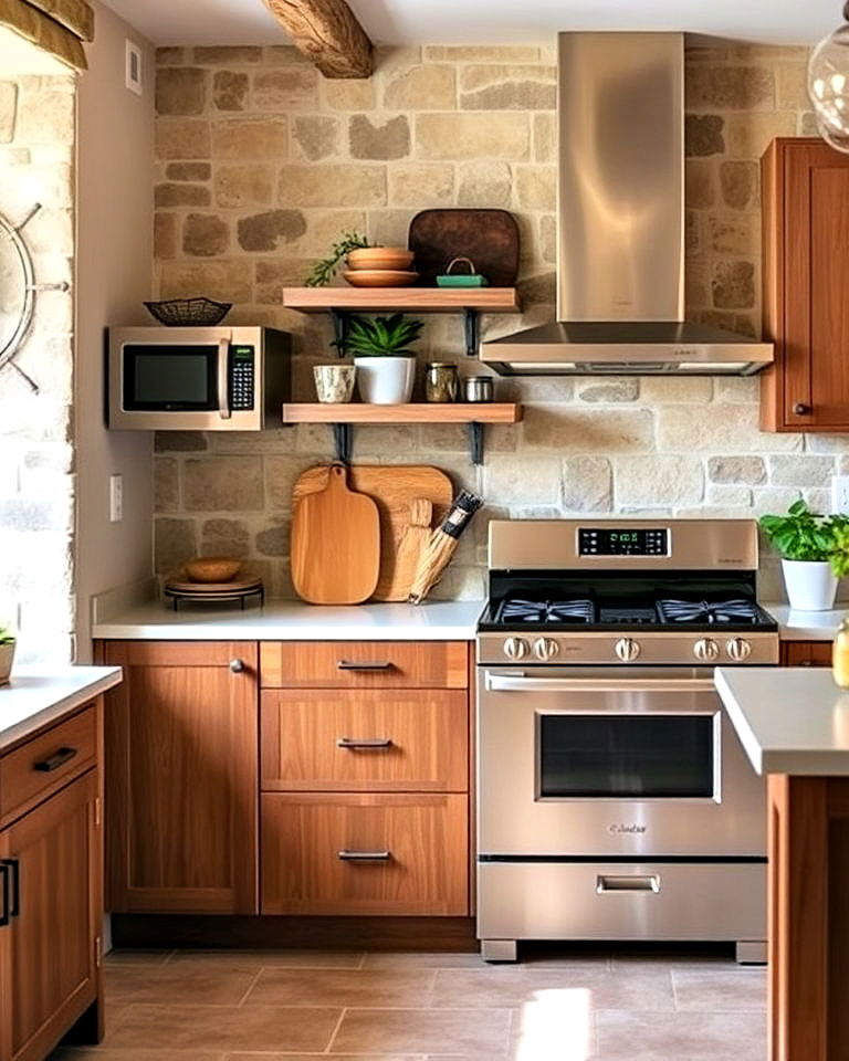 balanced look with earthy tones for kitchen - 25 Kitchen With Stainless Steel Appliances