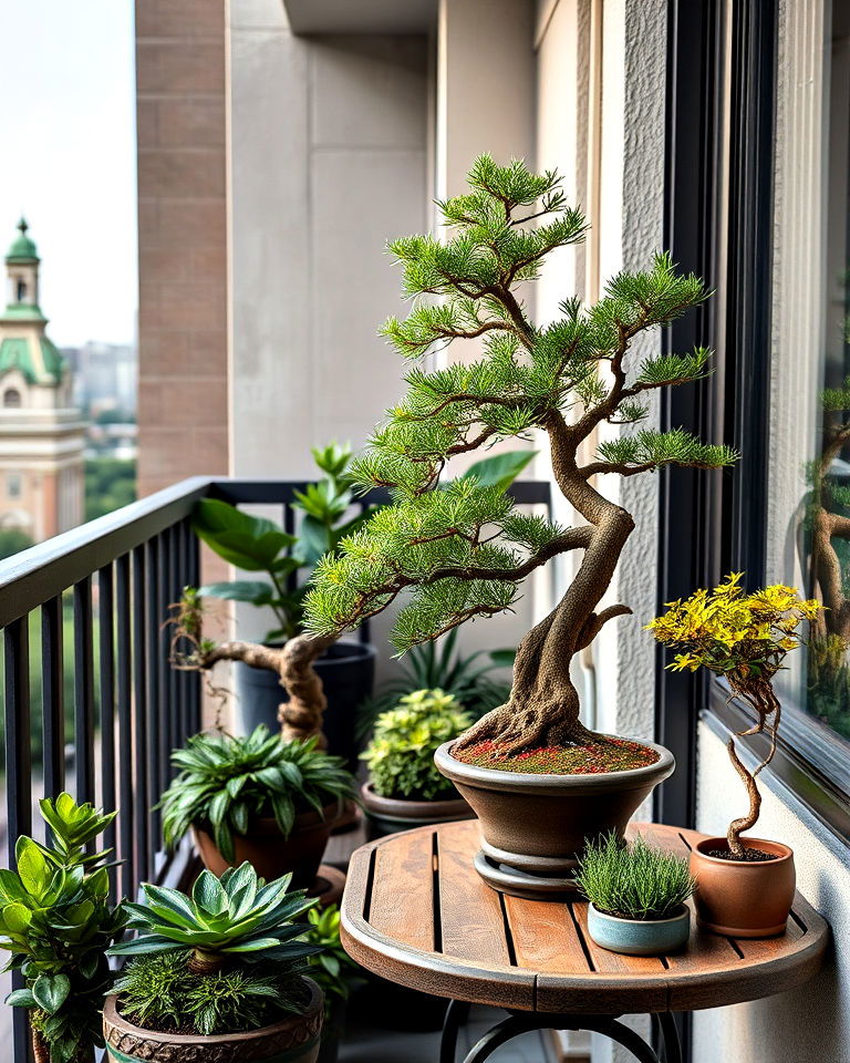 balcony bonsai garden display - 40 Balcony Garden Ideas