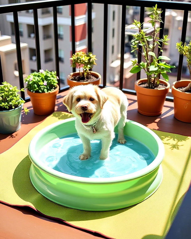 balcony doggy pool for summer fun - 20 Dog Balcony Ideas