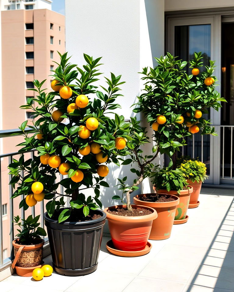 balcony gardening with potted fruit trees - 40 Balcony Garden Ideas
