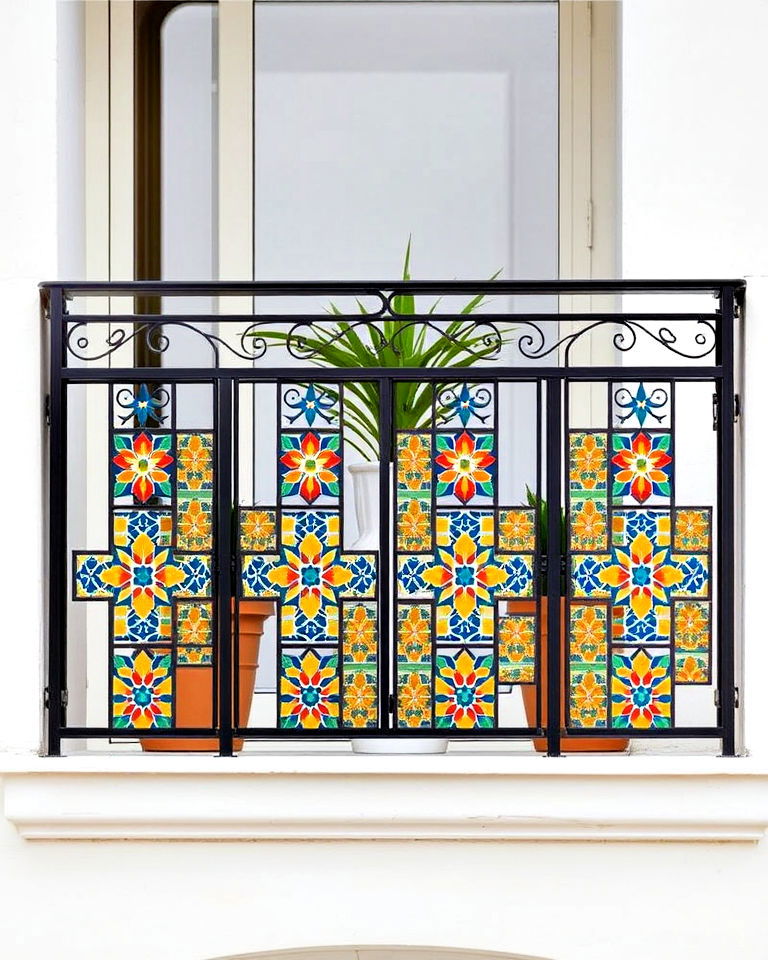 balcony railing with decorative tile inserts - 25 Balcony Railing Design Ideas