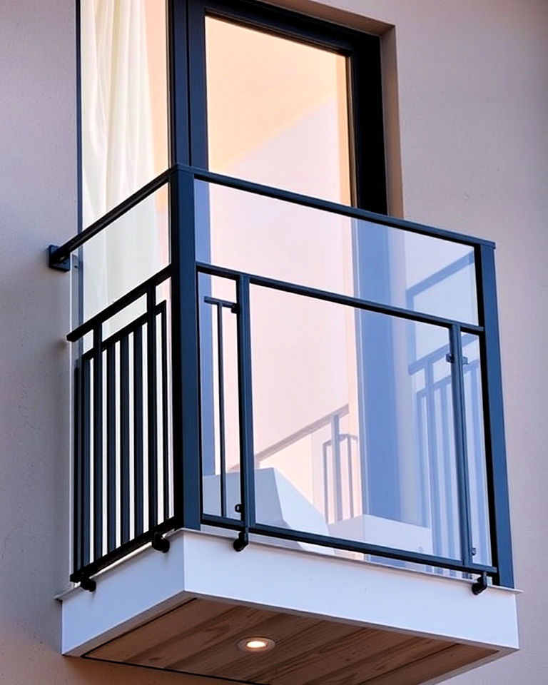 balcony railing with glass and metal fusion - 25 Balcony Railing Design Ideas