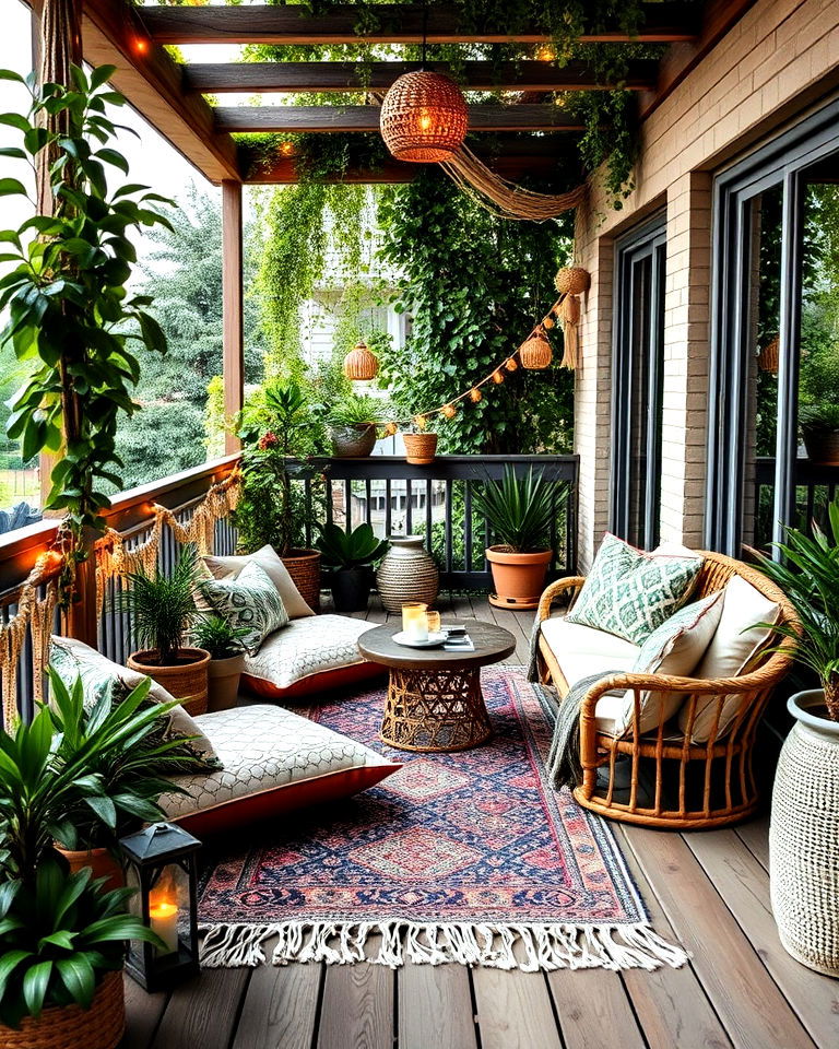 balcony with bohemian haven - 25 Large Balcony Ideas