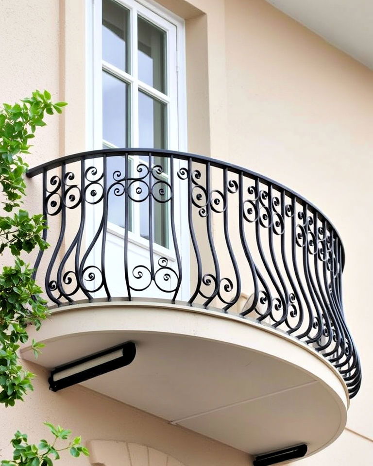balcony with curved metal railing - 25 Balcony Railing Design Ideas