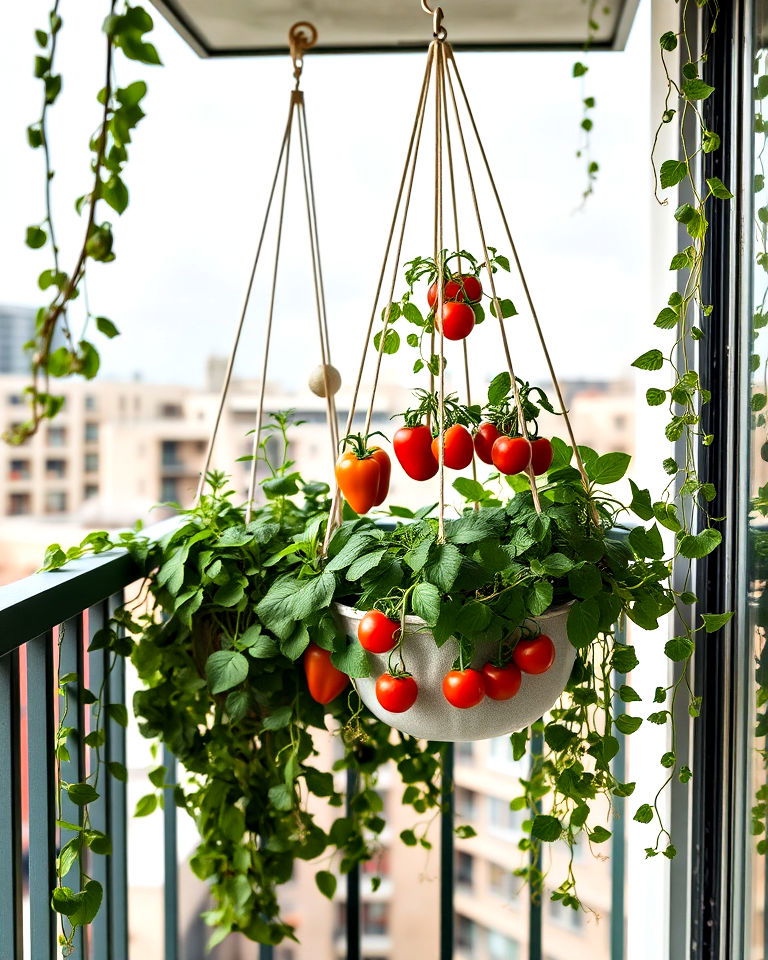 balcony with hanging vegetable garden - 40 Balcony Garden Ideas
