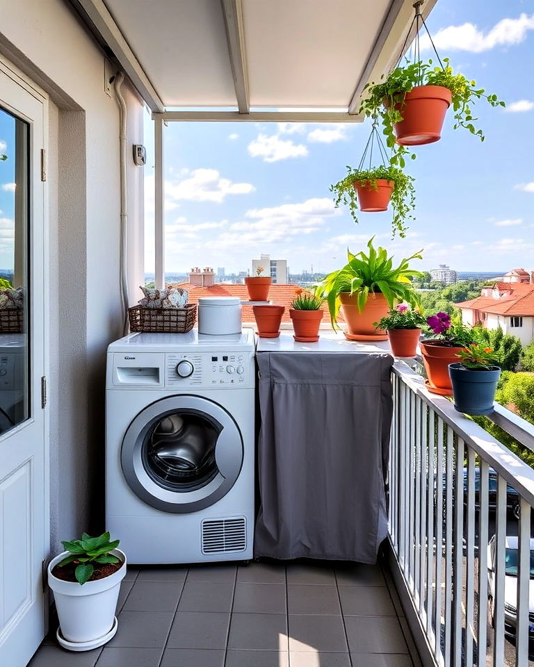 balcony with outdoor laundry area - 30 Outdoor Laundry Room Ideas