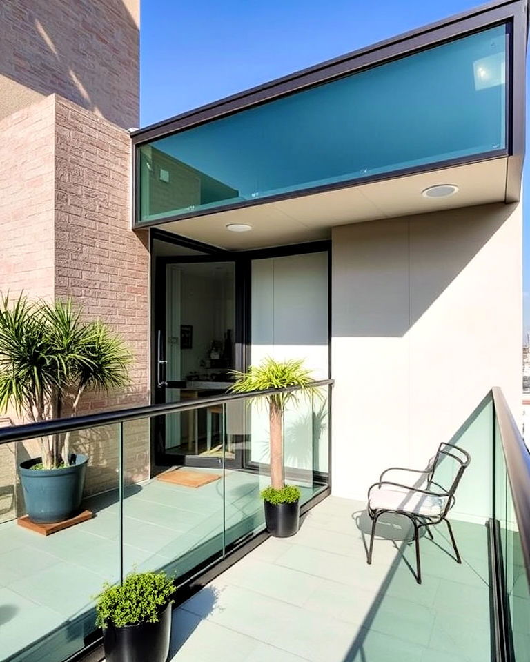 balcony with tinted glass for sun protection - 25 Glass Balcony Design Ideas