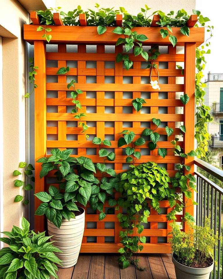 balcony with vertical garden trellis - 20 Balcony Trellis Ideas