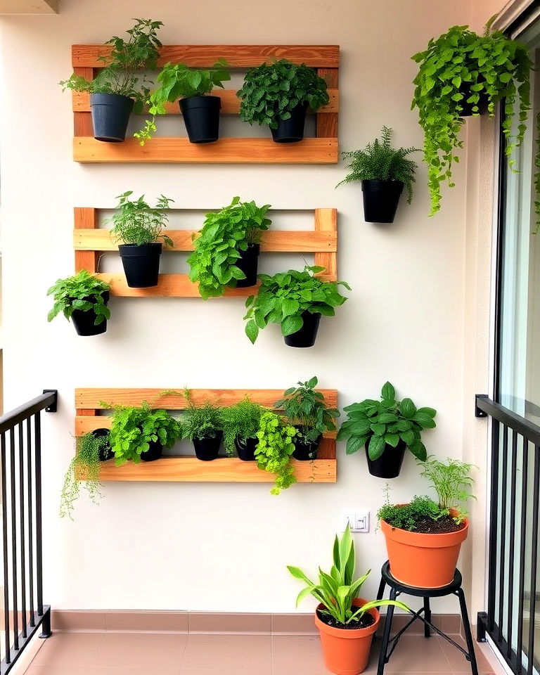 balcony with vertical herb garden wall - 20 Balcony Herb Garden Ideas