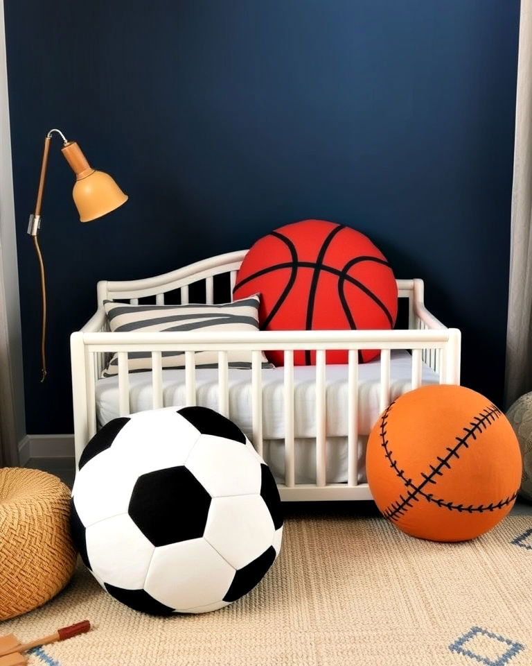 ball shaped pillows for nursery - 20 Sports Nursery Ideas