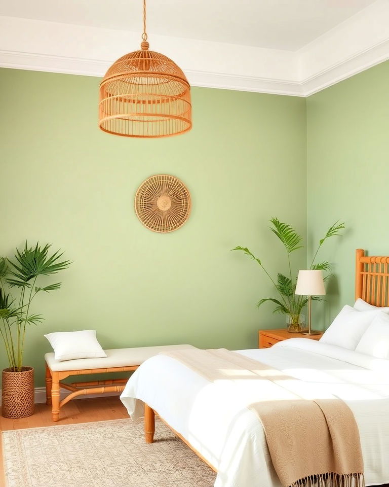 bamboo accents for sage green bedroom - 20 Green and Brown Bedroom Ideas