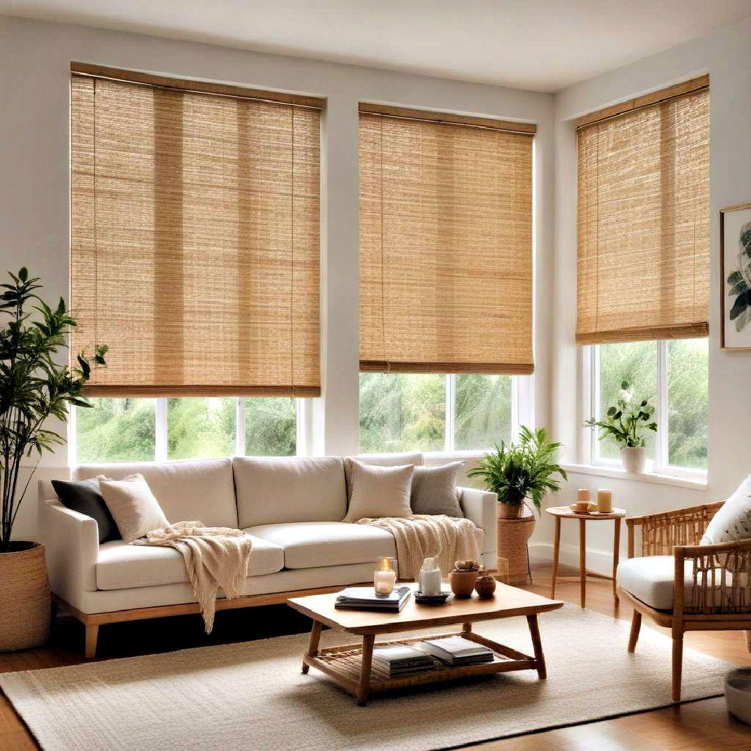 bamboo blinds for neutral living room - 40 Neutral Living Room Ideas