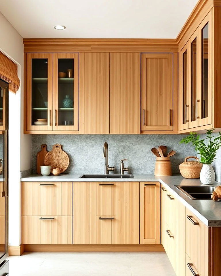 bamboo cabinetry for tropical feel - 20 Tropical Kitchen Ideas