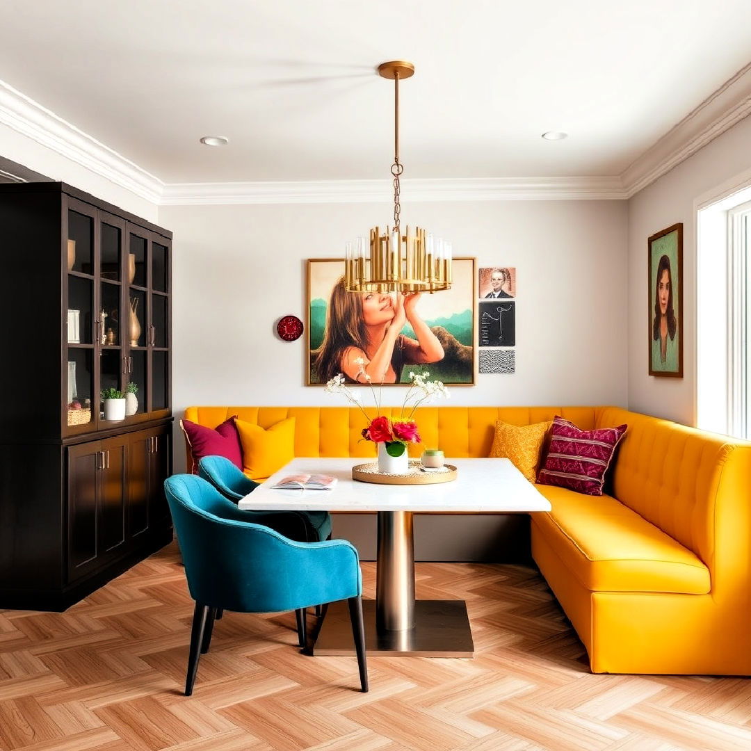 banquette seating with bold accent colors - 40 Banquette Seating Ideas