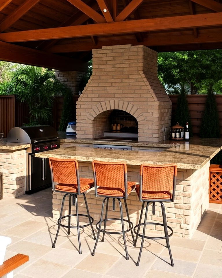 bar seating with outdoor kitchen - 20 Outdoor Kitchen With Pizza Oven
