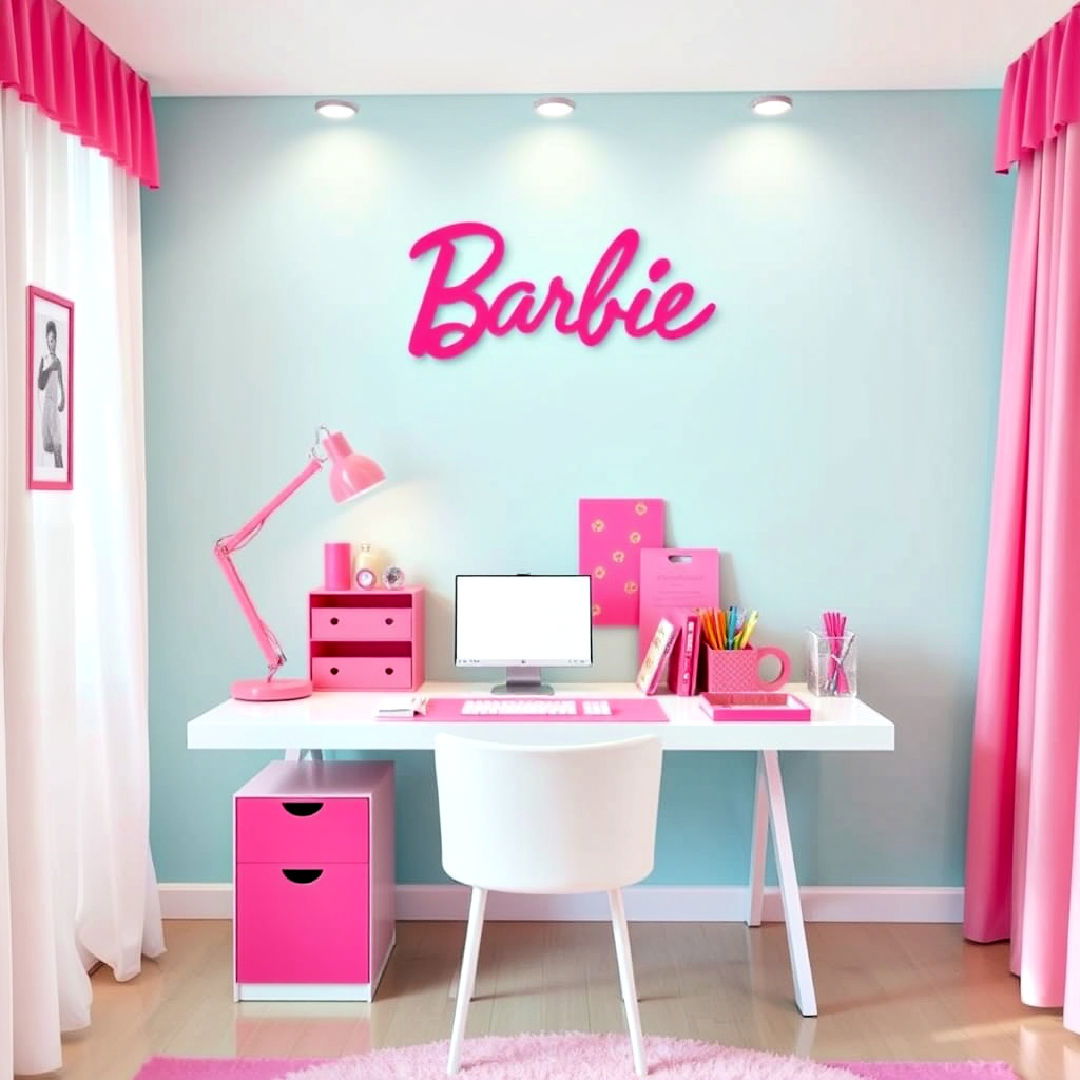 barbie inspired desk space design - 25 Barbie Room Ideas