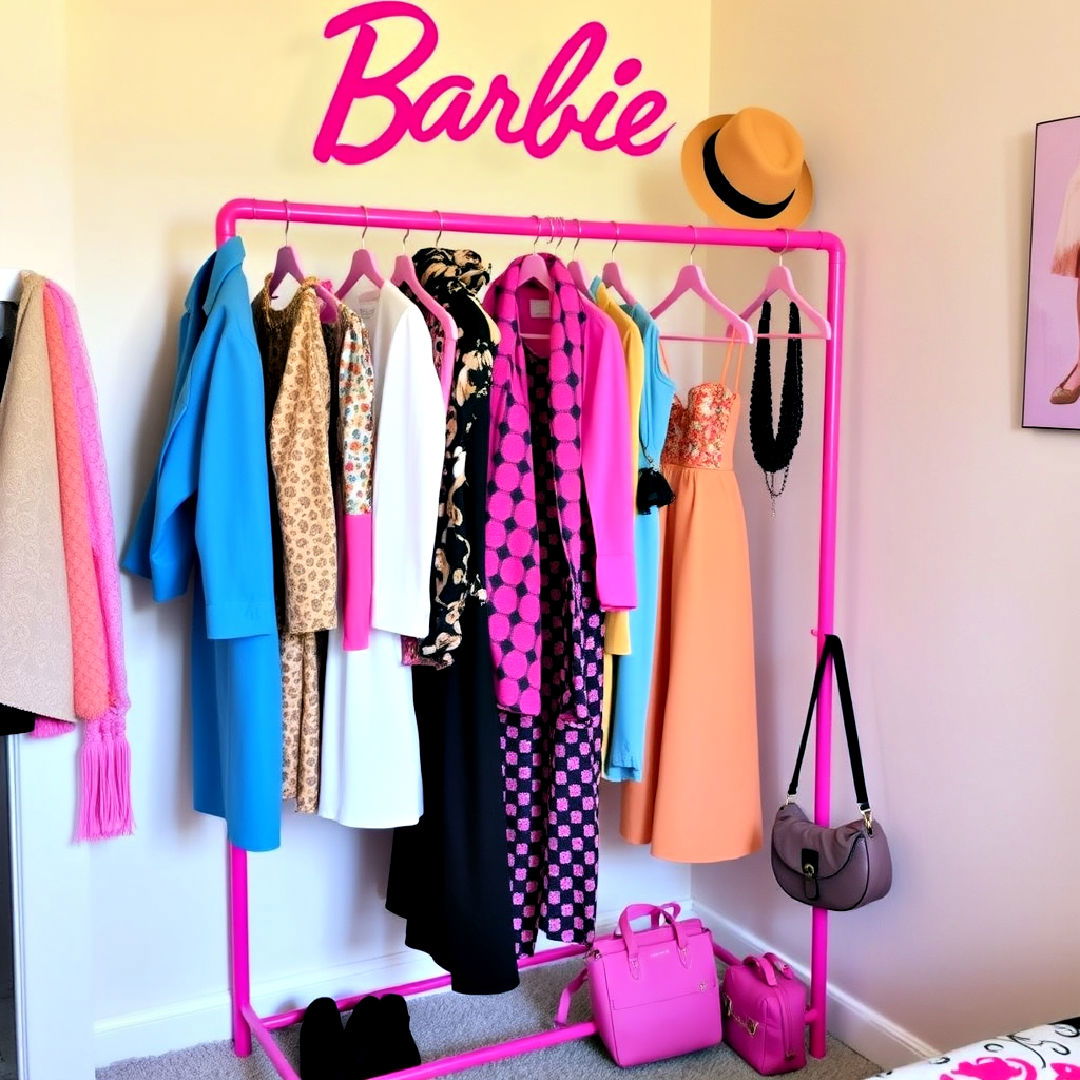 barbie inspired fashion display rack - 25 Barbie Room Ideas