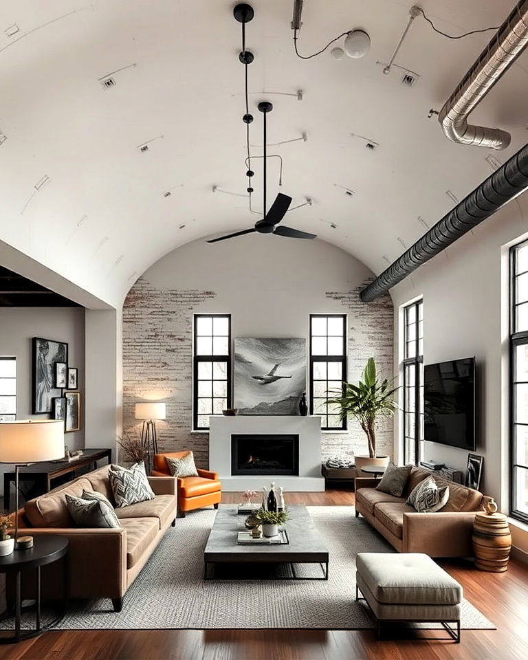 barrel ceiling with industrial elements - 20 Barrel Ceiling Ideas