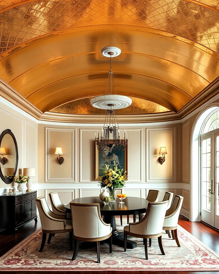 barrel ceiling with luxurious metallic finishes - 20 Barrel Ceiling Ideas