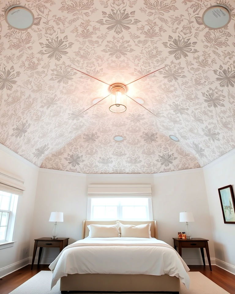 barrel ceiling with patterned wallpaper - 20 Barrel Ceiling Ideas