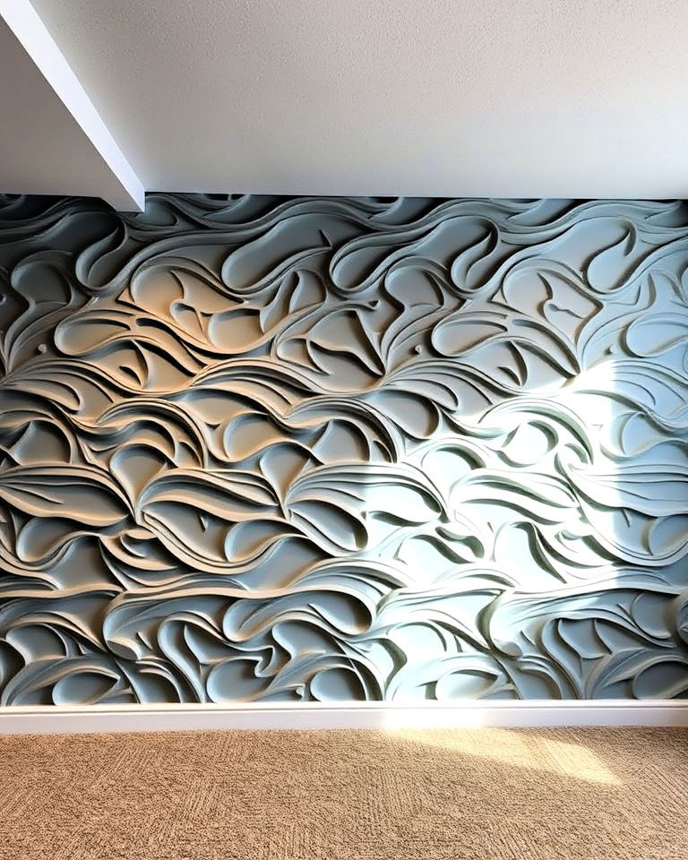 basement accent wall with textured 3d wall panels - 15 Basement Accent Wall Ideas