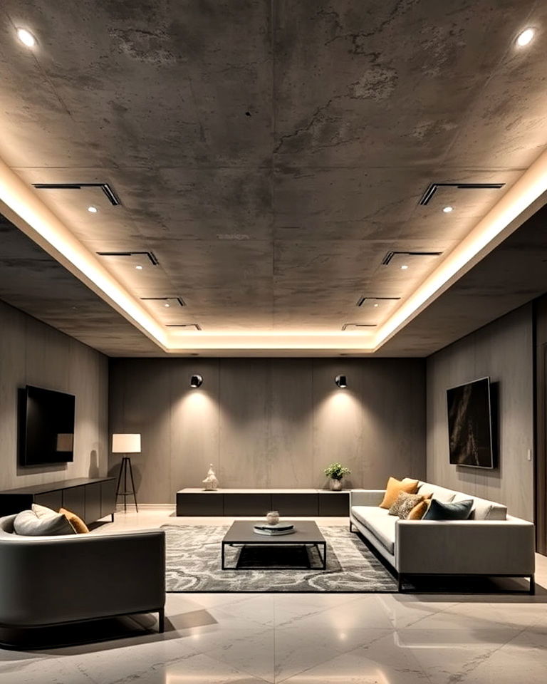 basement ceiling with exposed concrete - 25 Exposed Basement Ceiling Ideas
