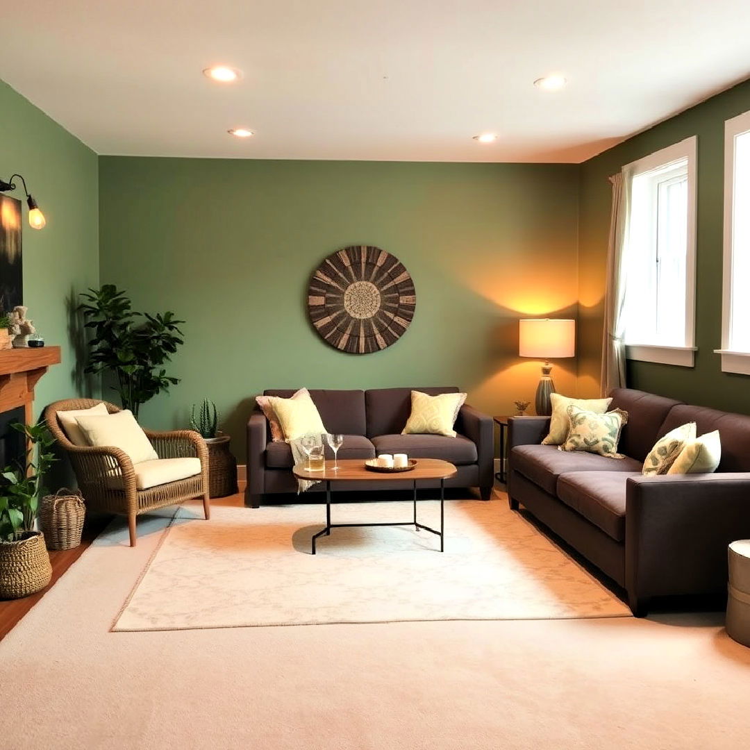 basement sanctuary for family gatherings - 40 Sage Green Paint Color Ideas