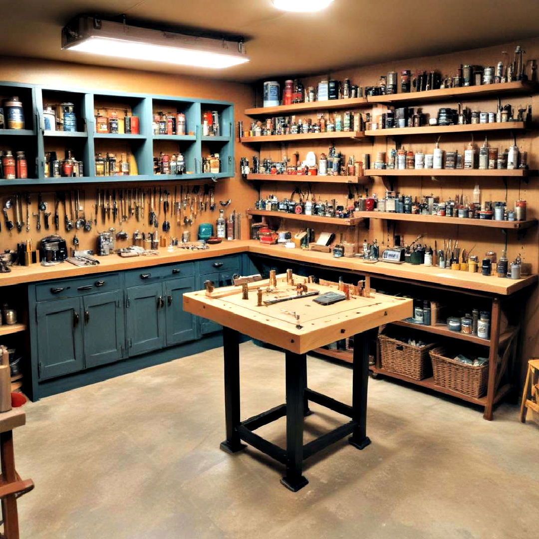 basement with hobby workshop - 25 Basement Game Room Ideas