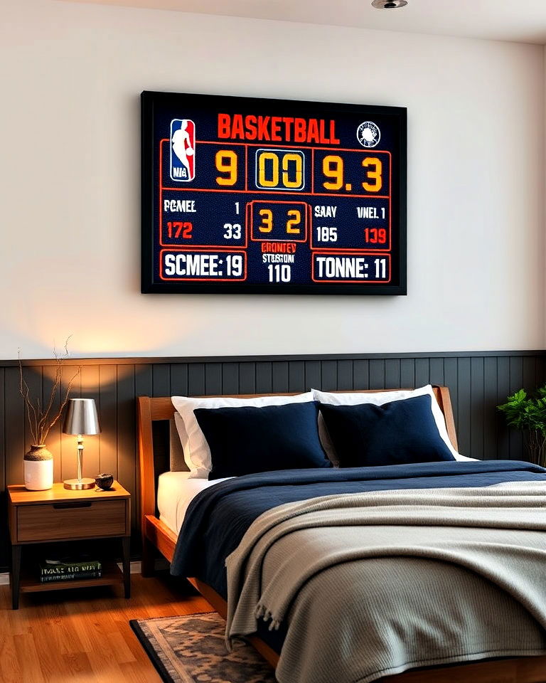 basketball scoreboard wall art for decor - 25 Basketball Room Decor Ideas