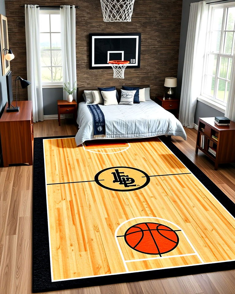 basketball themed area rug design - 25 Basketball Room Decor Ideas