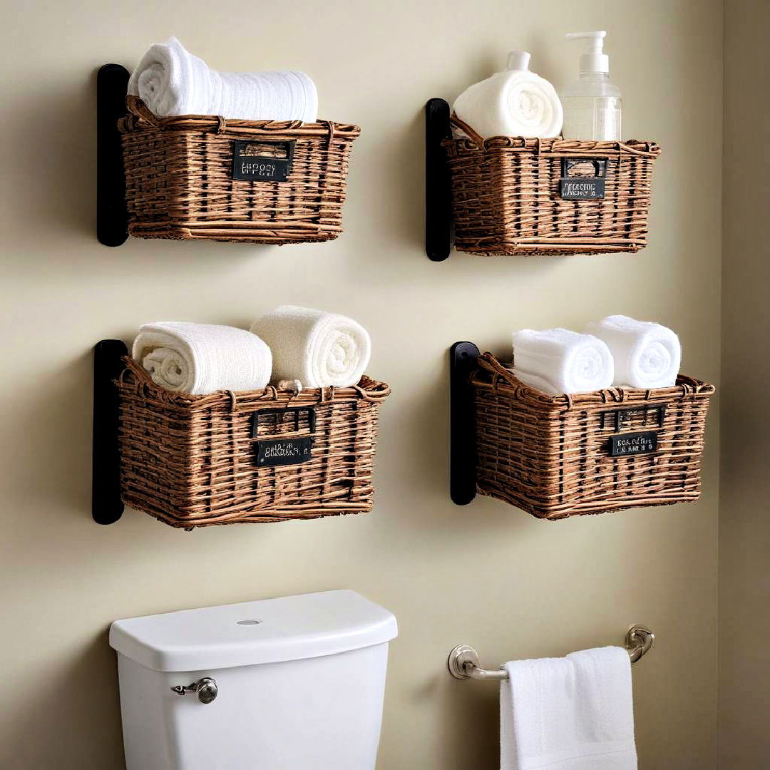 baskets for over toilet storage - 25 Over Toilet Storage Ideas