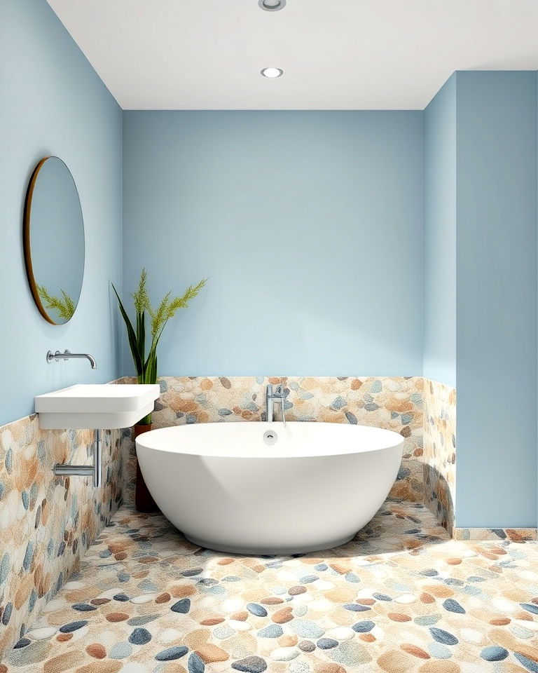 bathroom floor with pebble mosaic tiles - 20 Bathroom Mosaic Floor Tile Ideas