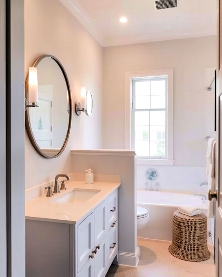 bathroom vanity partition with half wall - 30 Half Wall Ideas