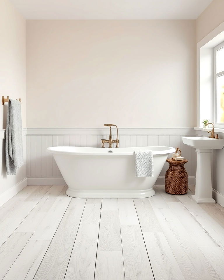 bathroom with bleached wood floor - 25 Ideas for Wood Floors in Bathrooms