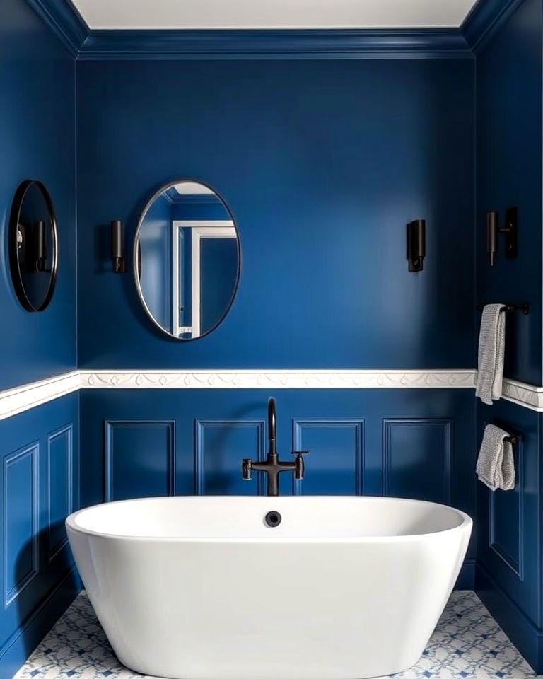 bathroom with bold color scheme and black fixtures - 15 Bathroom With Black Fixtures