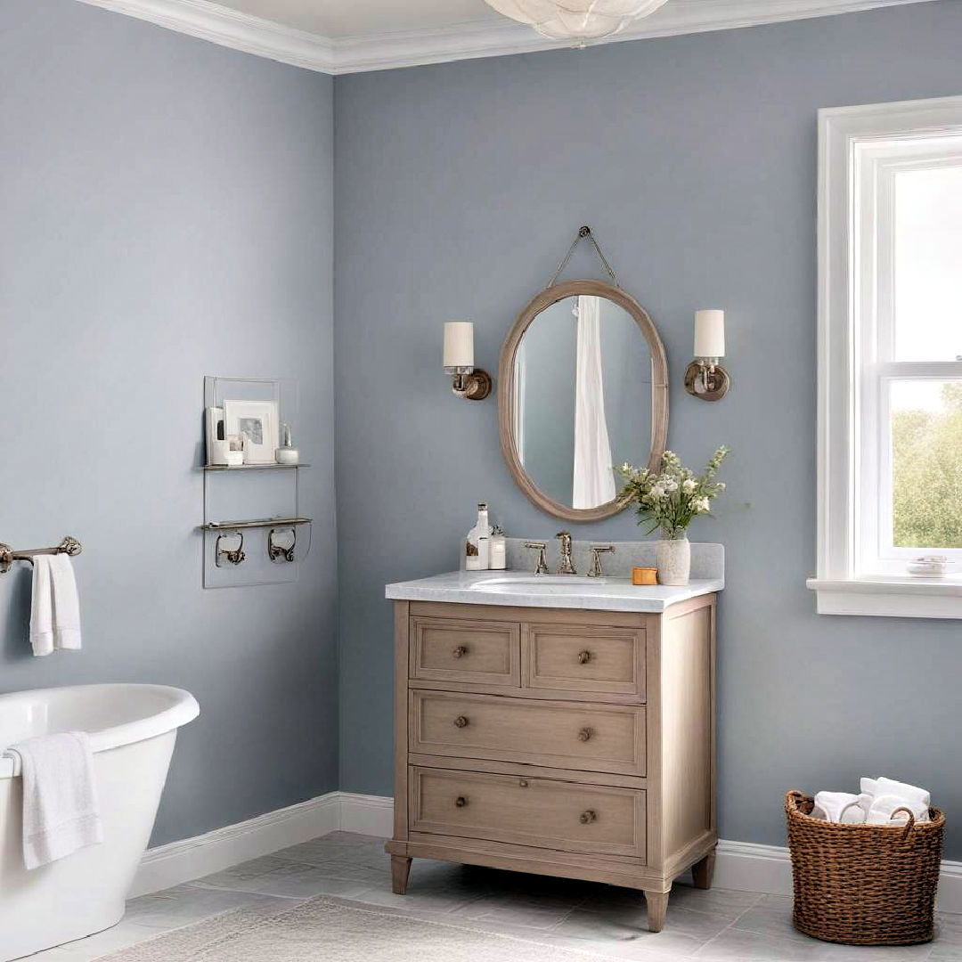 bathroom with cloudy horizon blue gray paint color - 40 Blue-gray Paint Colors