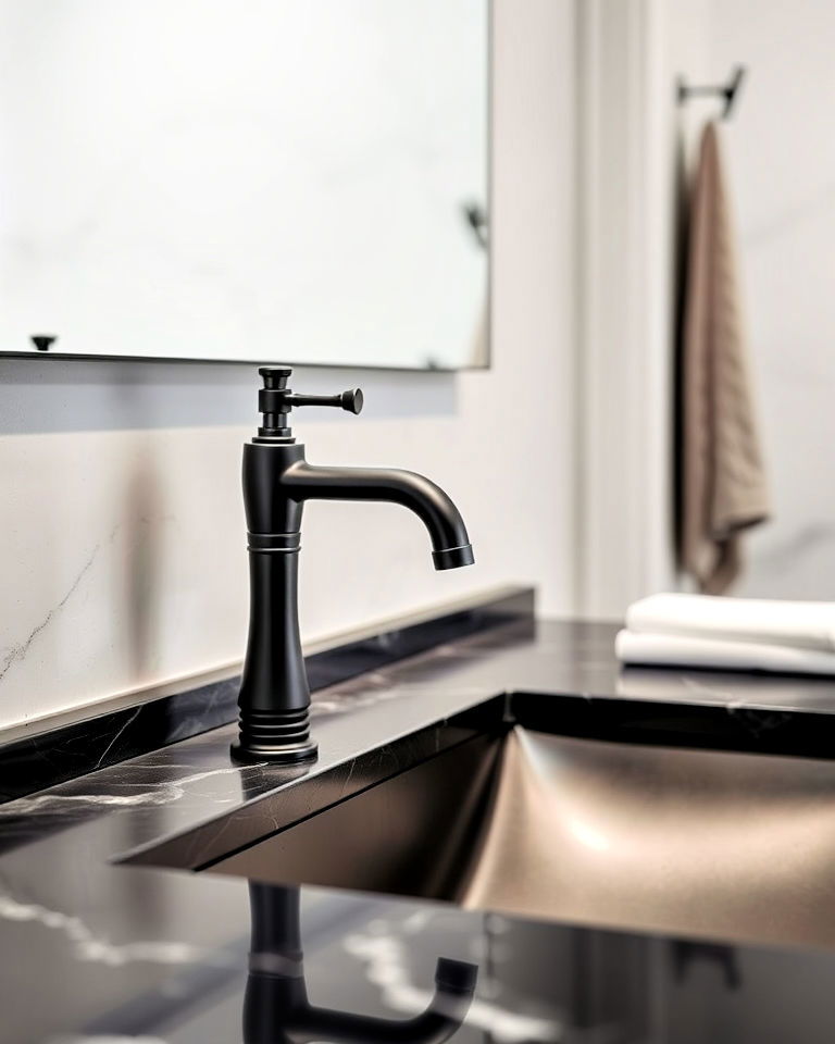 bathroom with elegant fixtures and faucets - 15 Italian Bathroom Design Ideas