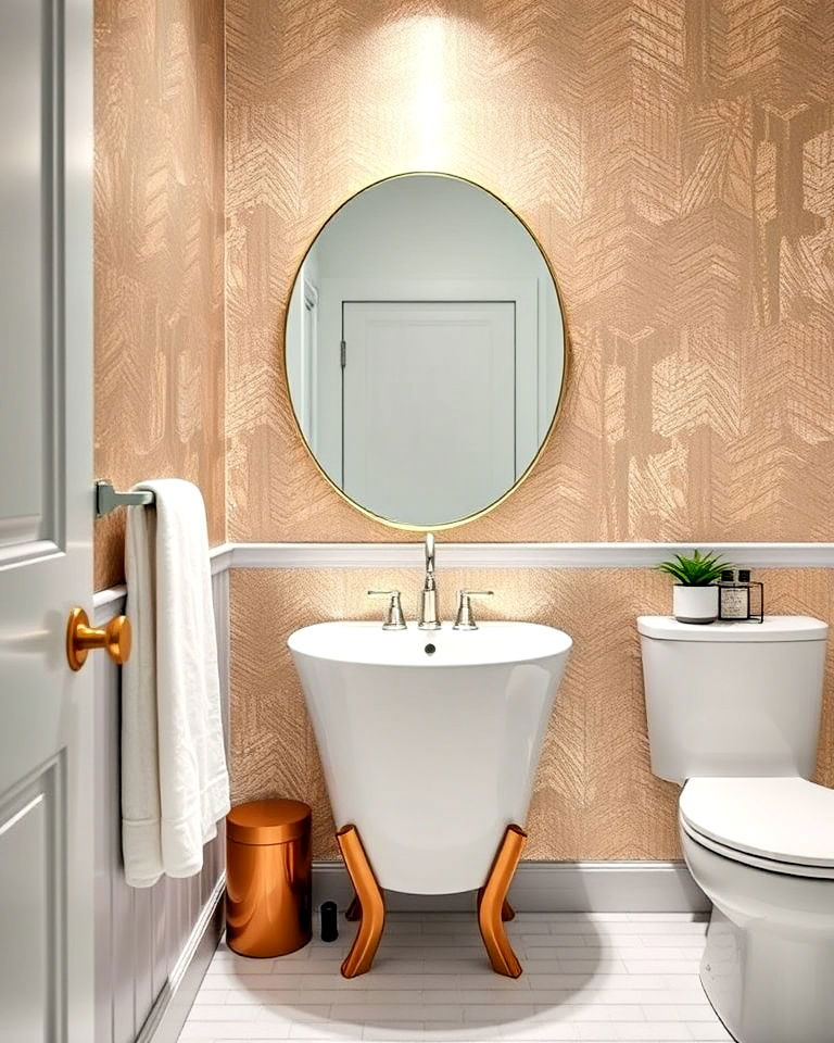 bathroom with metallic accented wallpaper - 30 Bathroom Wallpaper Ideas