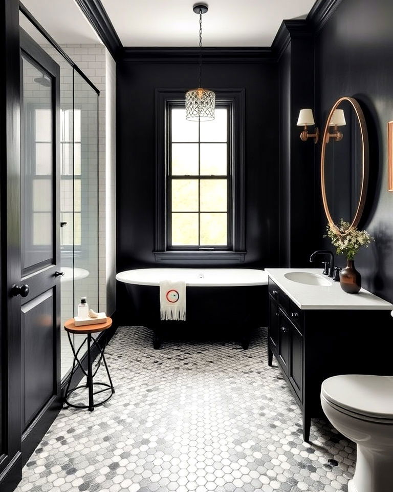 bathroom with penny tile mosaic floor - 20 Bathroom Mosaic Floor Tile Ideas