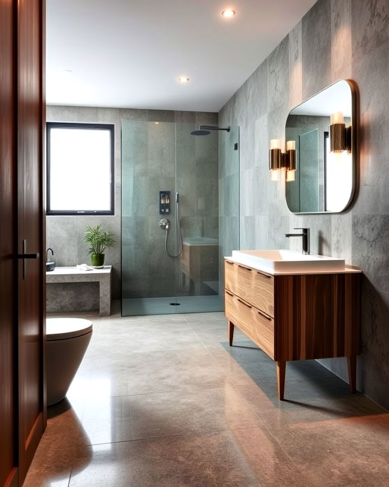 bathroom with polished concrete finishes - 30 Concrete Bathroom Ideas