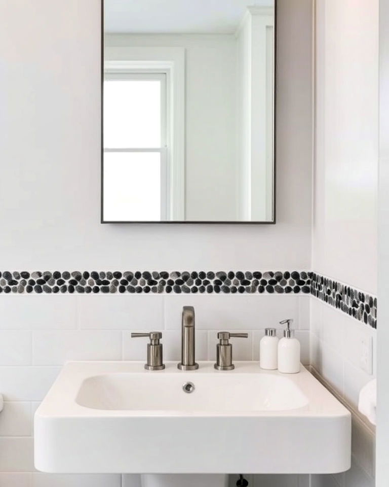 bathroom with small pebble tile accents - 20 Pebble Tile Bathroom Ideas