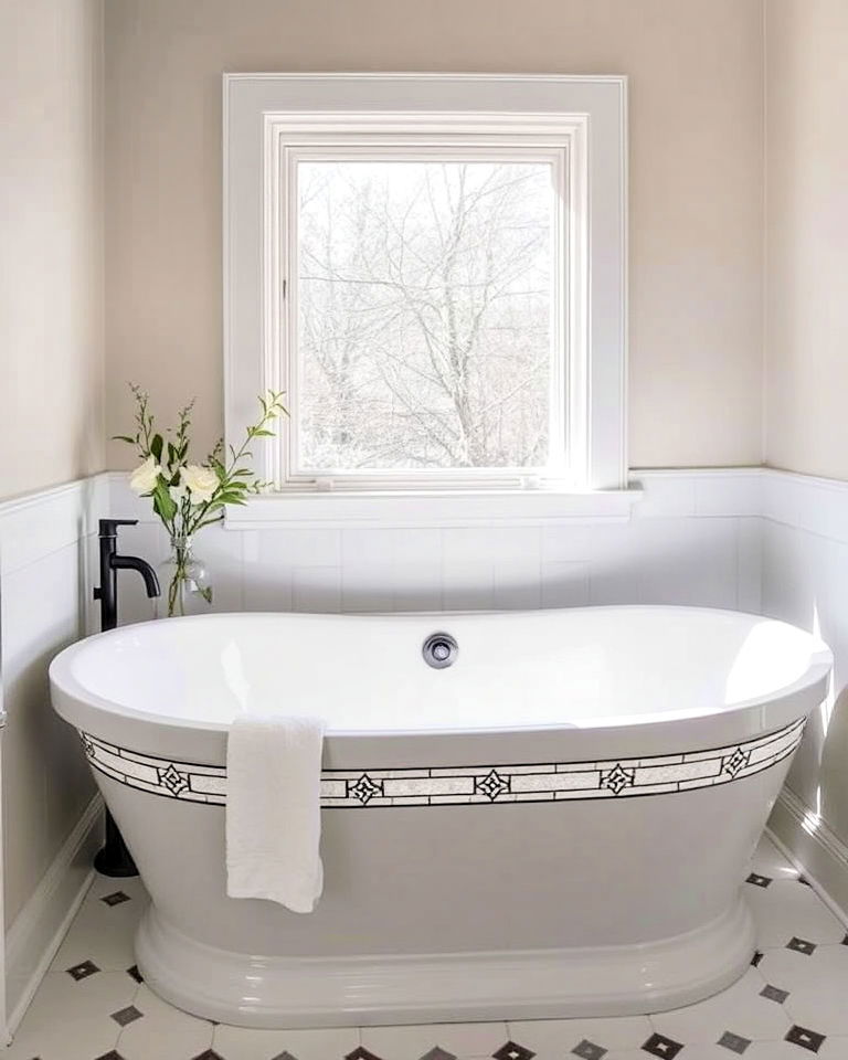bathtub edges with minimalist stained glass trim - 20 Stained Glass Bathtub Ideas