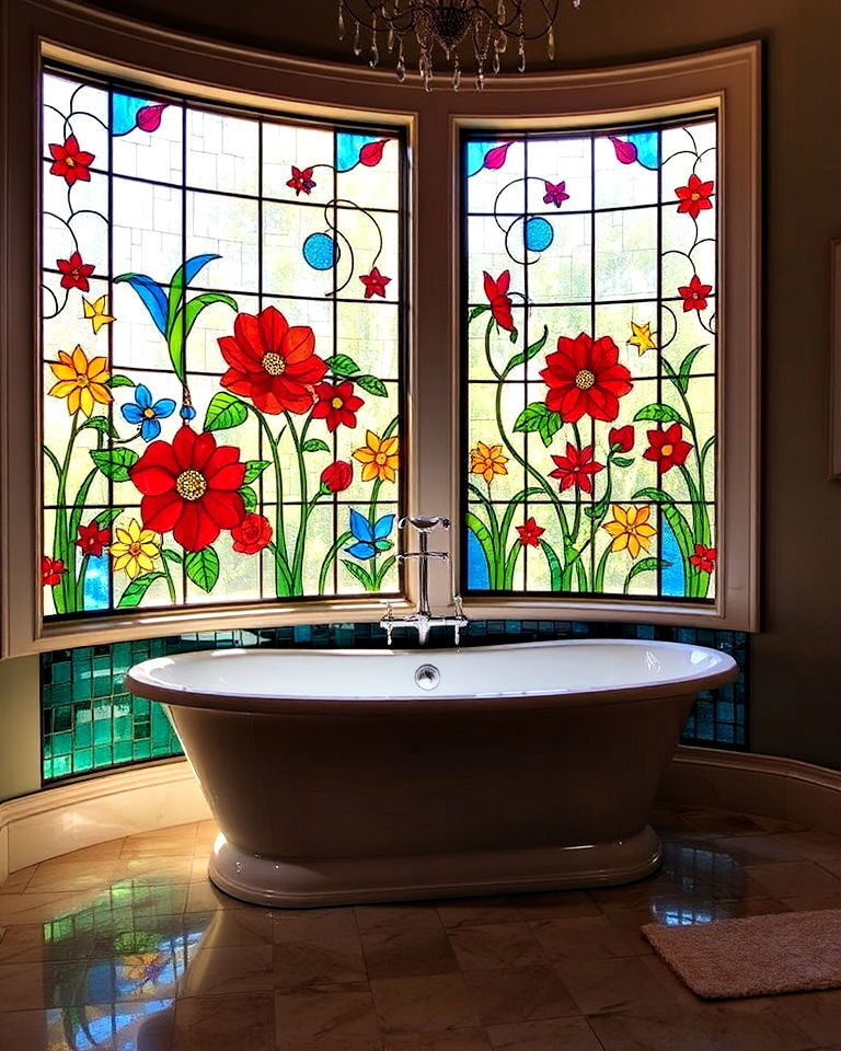 bathtub surround with stained glass panels - 20 Stained Glass Bathtub Ideas