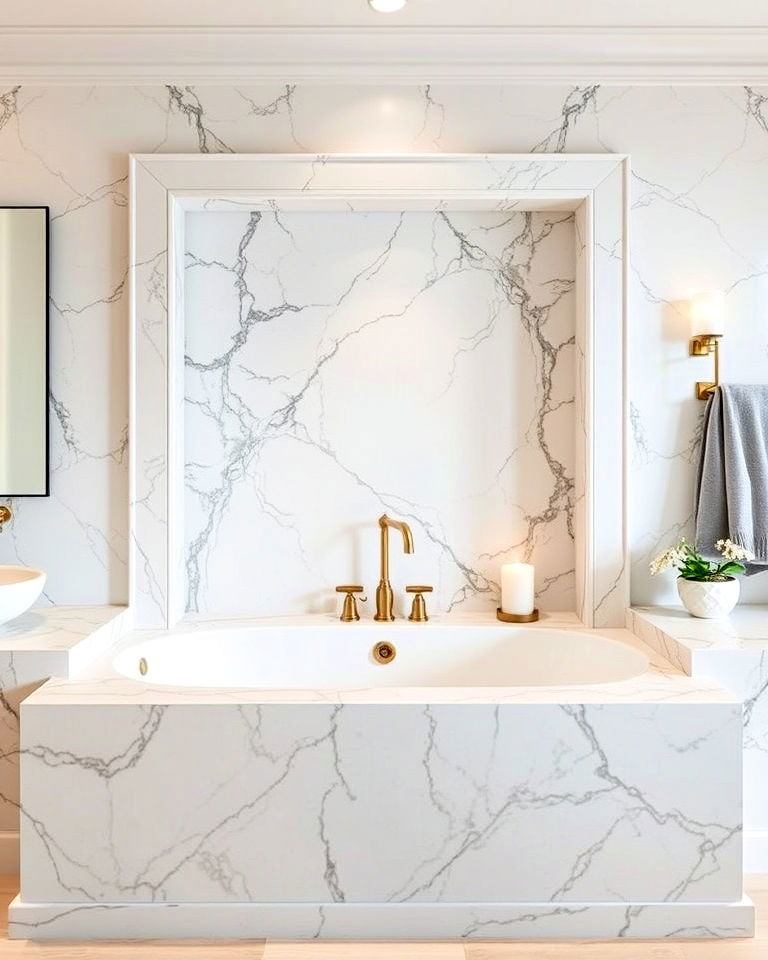 bathtub with marble surround - 20 Luxury Marble Bathroom Ideas