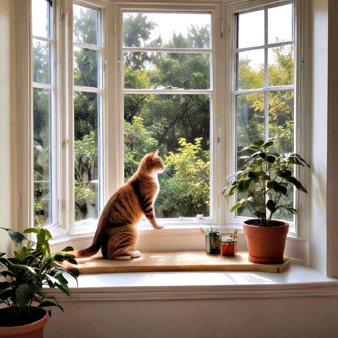 bay window as feline climbing area - 40 Bay Window Ideas