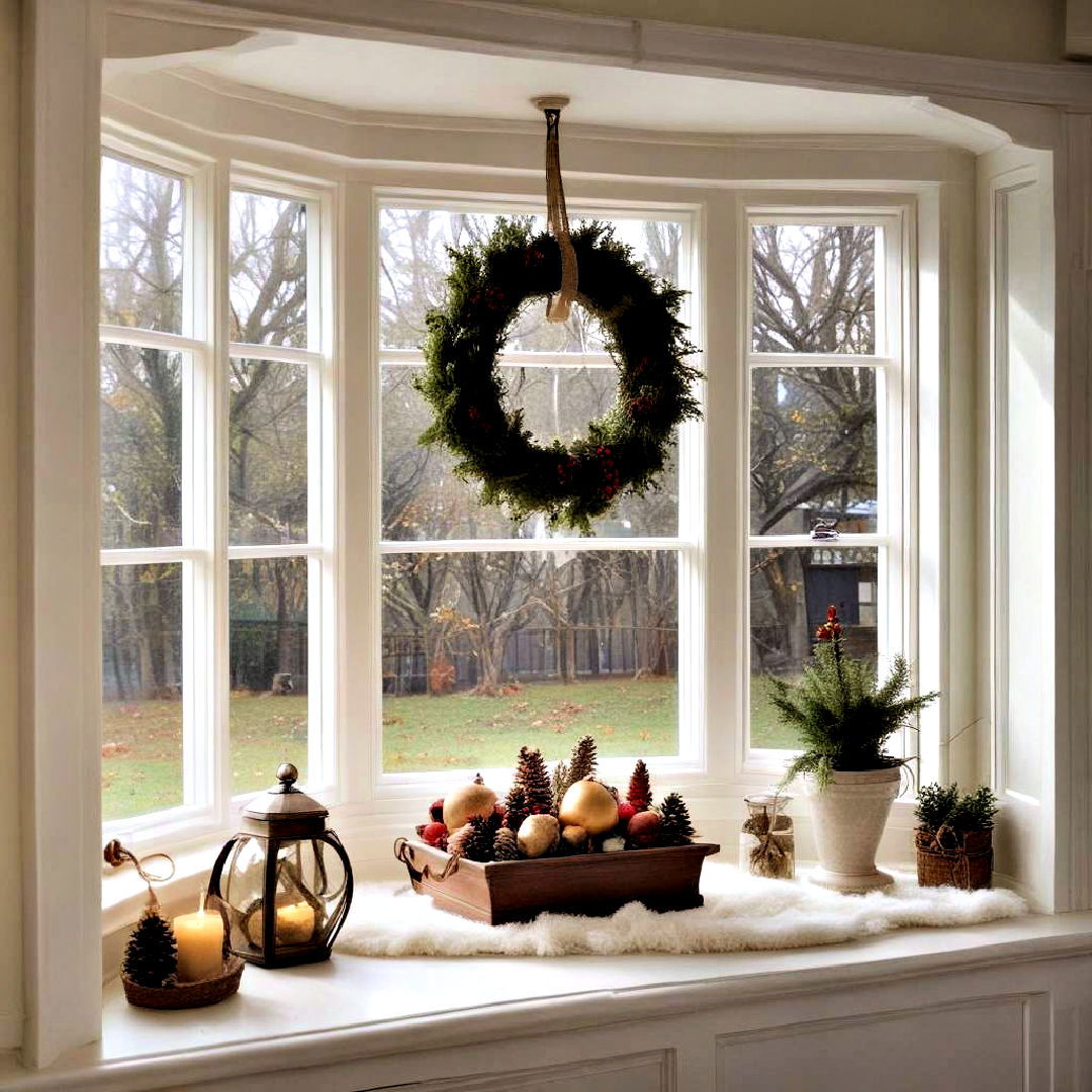 bay window to display seasonal decor - 40 Bay Window Ideas